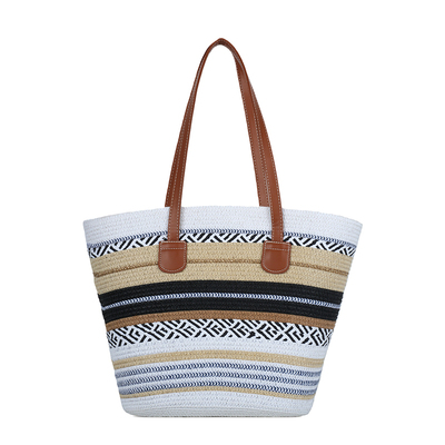 夏季透气大容量草编沙滩手提包