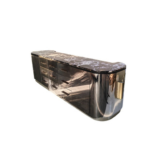 定制大理石岛台高端前台公司接待台高级商用酒店会所不锈钢收银台