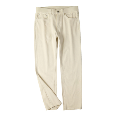 意奢老钱亲肤斜纹棉白色牛仔裤男