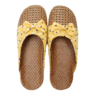 包头藤草编织凉拖鞋夏季女家居室内防滑藤编亚麻凉席家用竹拖鞋男