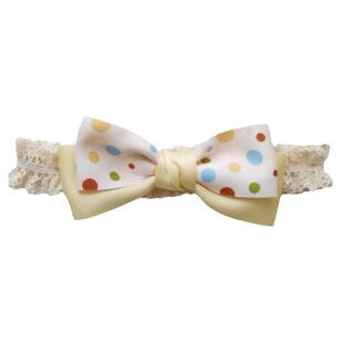 黄色爱心蝴蝶结公主可爱女宝宝婴儿发带百天周岁皇冠蕾丝波点头饰