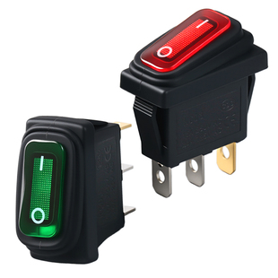 防水防尘防油型电源翘板船型开关KCD3三脚二档3脚2档带灯大电流