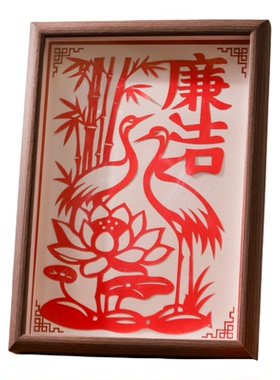 廉洁剪纸作品刻纸非遗手工diy红色主题图案底稿半成品廉政文化8开