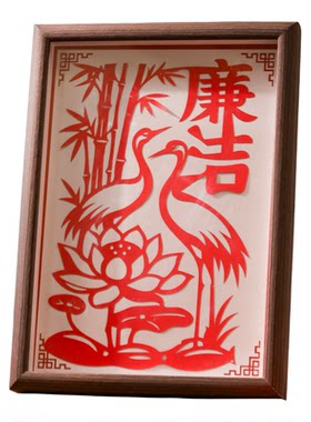 廉洁剪纸作品刻纸非遗手工diy红色主题图案底稿半成品廉政文化8开