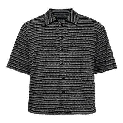 JCAESAR条纹针织短袖衬衫多色