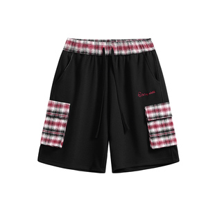 辛普森一家五分裤格子印花短裤男夏季潮牌宽松休闲中裤男女同款