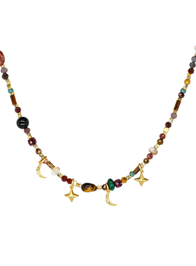 LAZY CIRCLES彩虹星月夜项链女不规则串珠锁骨链日常百搭气质配饰