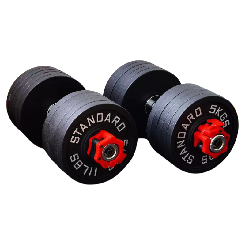 纯铁大力士烤漆哑铃奥杆大孔家用可拆卸美式短奥杆可调节哑铃套装