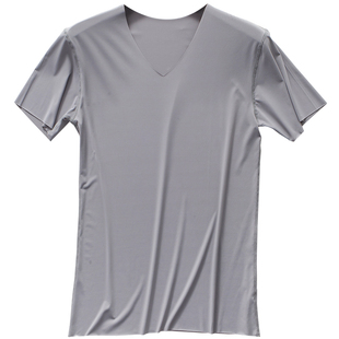 无痕冰丝T恤短袖男夏季超薄款速干牛奶丝圆领夏天体恤上衣服潮流