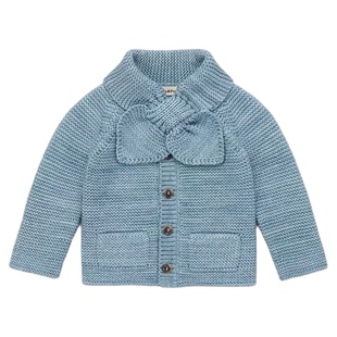 英伦风ins宝宝毛衣开衫纯色复古针织外套羊绒棉春秋冬儿童MP领结