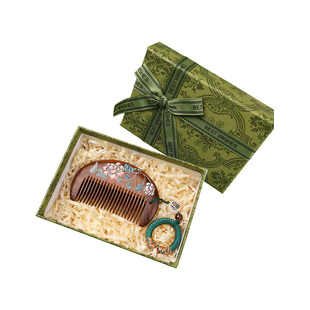 情人节礼物金丝檀木彩绘梳子送妈妈女生闺蜜老师生日礼物伴手礼物