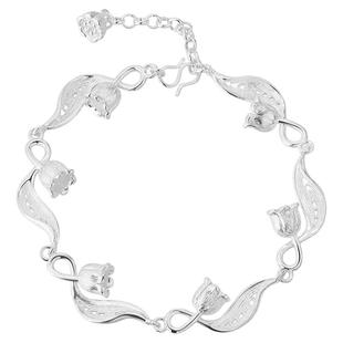 足银S990花丝铃兰花手链女纯银新中式国风手串甜美花朵手饰送礼物