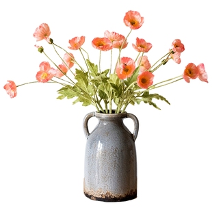 掬涵虞美人仿真花艺罂粟花装饰摆件餐桌花插花客厅ins摆设高级感