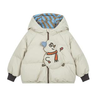 马拉丁童装儿童羽绒服24冬装新款女小童雪人造型肌理感短款羽绒服