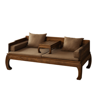 有清堂新中式实木罗汉床乌金木实木沙发金丝柚木罗汉榻宋代美学