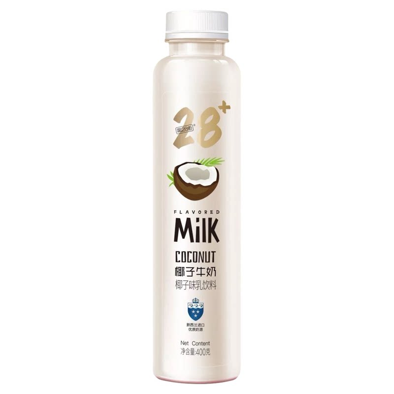 第28街含乳饮料椰子牛乳荔枝白桃香蕉牛奶原味甜牛奶400g*5瓶