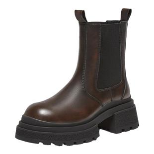 百思图冬季新款商场同款时尚街头烟筒靴粗跟女中靴C2104DZ4