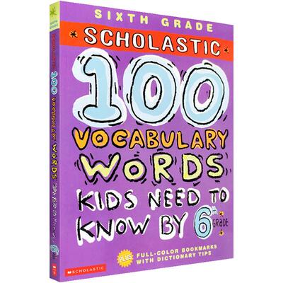 英文原版100 WORDS Vocabulary Words Kids Need to Know by 6th Grade一百个孩子需要认识的单词练习册:6年级 辅导课外作业8-12岁