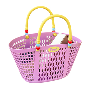 ins镂空马卡龙色编织手提水果菜篮子野餐度假风休闲沙滩手拎通勤