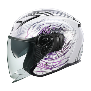 日本OGK半盔 机车头盔夏盔 夏季成人双镜片3/4盔kabuto超越眼镜槽