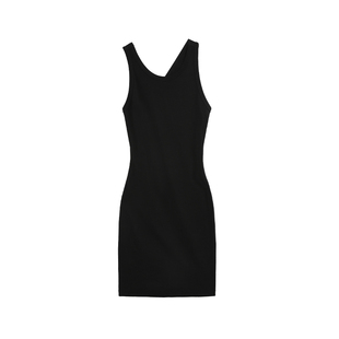 ousph【现货5折】针织修身露背吊带背心连衣裙女性感收腰短款