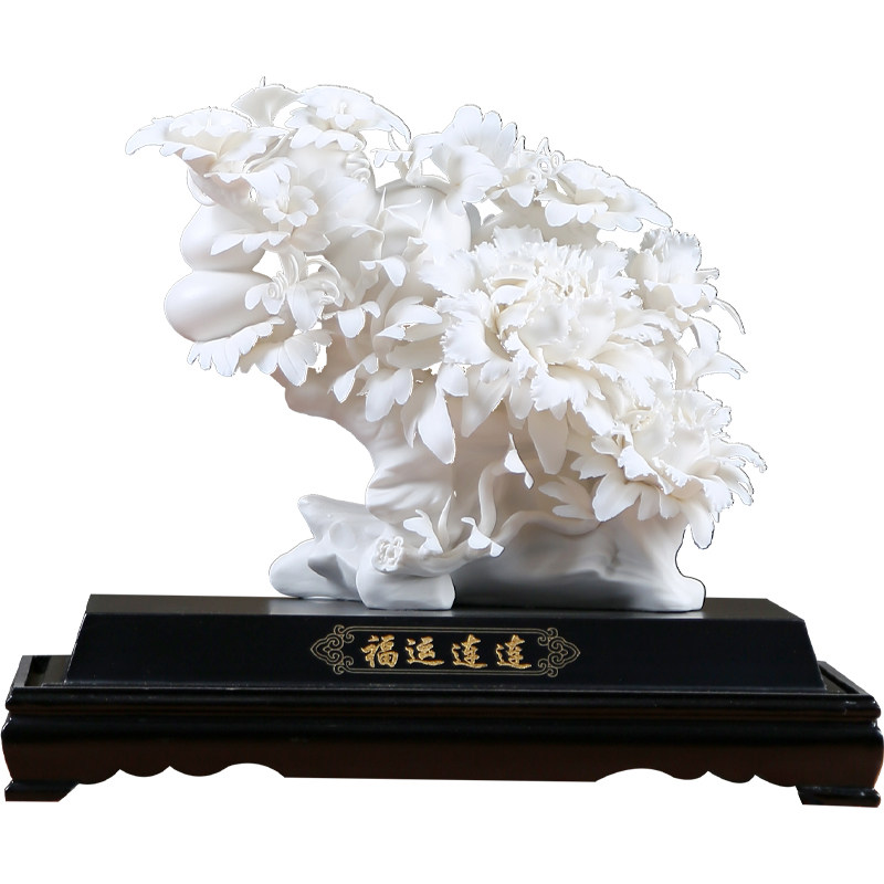福运连连陶瓷瓷花摆件家居饰品