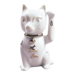 LLADRO雅致 招财猫·财运亨通(白银)雕塑 家居桌面摆件开业礼物