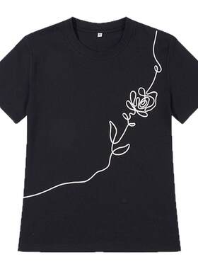 RAPPEYE设计感立体绳绣花朵T恤女