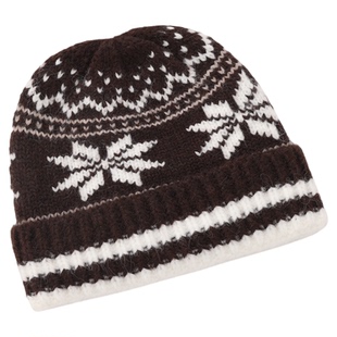 韩版费尔岛风针织毛线帽子女秋冬季加厚保暖圣诞雪花围巾套头帽男