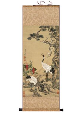 沈铨花鸟画卷轴挂画仿古画