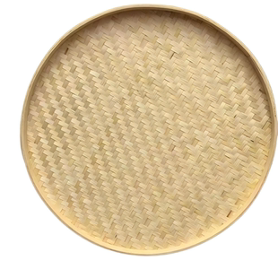 手工编圆形竹篮无孔天然环保家用户外校园绘画道具晾晒簸箕收纳筐