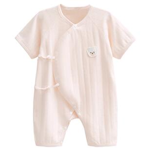 婴儿连体衣夏季新生儿薄款纯棉衣服男女幼儿短袖和尚哈衣宝宝夏装