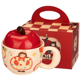 摩登主妇苹果马克杯带盖水杯女马年生日礼物咖啡杯子伴手礼陶瓷杯