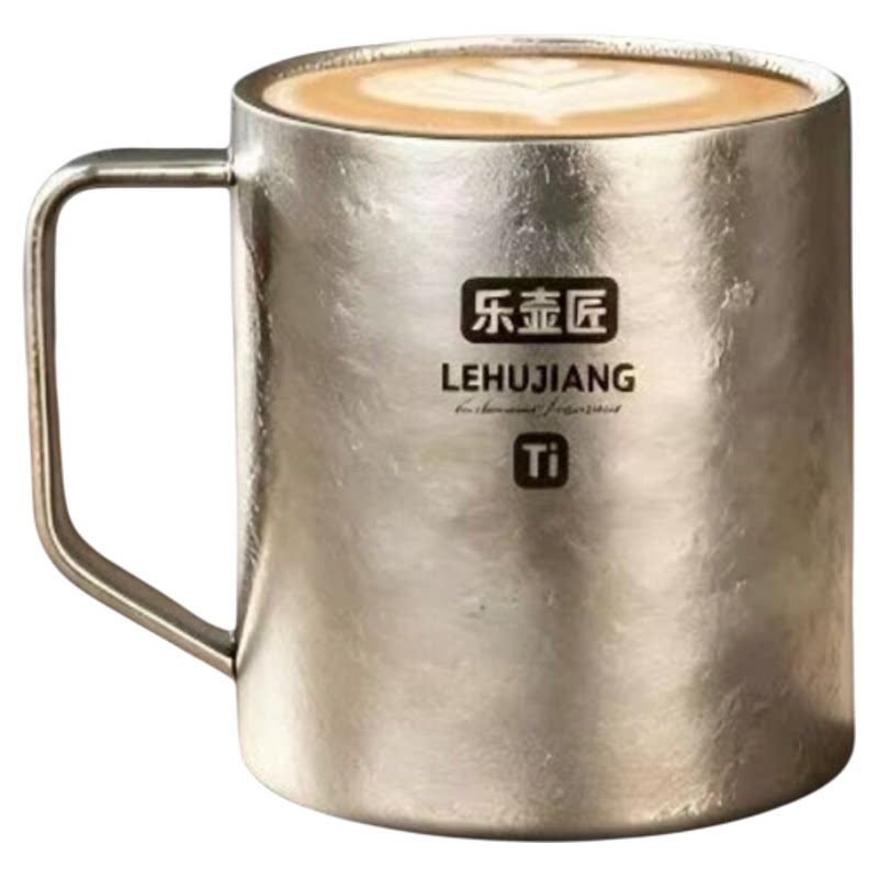 纯钛双层加厚抑菌带盖马克杯