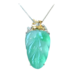 宋都翡翠高冰种飘花树叶挂件玉叶子金枝玉叶翡翠处理小吊坠女定制