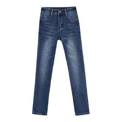 加绒加厚弹力宽松大码冬季牛仔裤