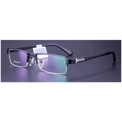 精工商务超轻纯钛男款方半框镜框