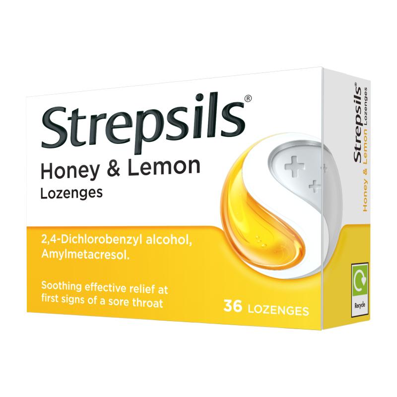 英国进口Strepsils使立消润喉糖护嗓含片咳嗽喉痛蜂蜜柠檬味36粒