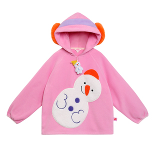 pocoblush【雪人不倒翁】暖绒卫衣女童秋冬款连帽双面摇粒绒外套