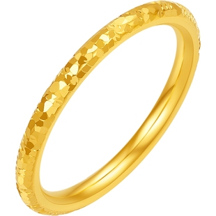 周六福黄金5d硬金戒指女款素圈戒指碎碎金定价新年礼物官方旗舰店