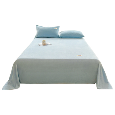 冬季加绒牛奶绒床单三件套