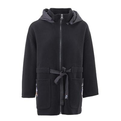 渔2024冬季新款黑色毛呢大衣