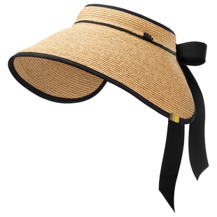 蕉下蛋卷草帽黑胶防晒UL558 大檐沙滩海边法式防紫外线空顶防晒帽