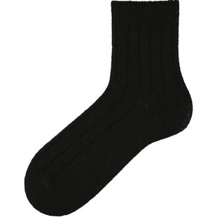 Tabio袜子男秋冬高弹透气含羊毛日系黑色男袜白色中筒袜经典百搭