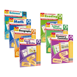 幼儿园大班7科目 Evan Moor Skill Sharpeners Grade K 美国加州教材教辅 技能铅笔刀练习册 Math数学拼写批判性思维科学阅读语法