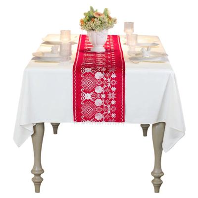 高级感防水刺绣桌旗红色新年氛围