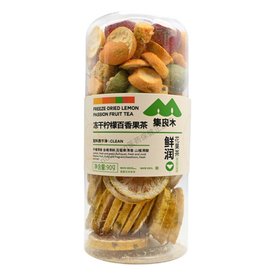 集良木冻干柠檬百香果茶鲜润花果茶配料表干净美味果茶90g/瓶