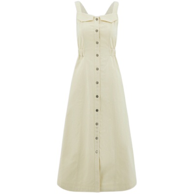 sly气质通勤单排扣吊带连衣裙