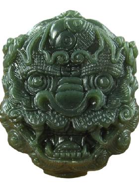 天然和田玉礼物青玉鬼头男士