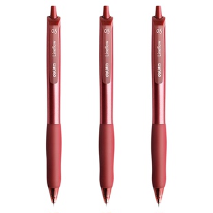 得力红色S60臻顺滑油墨中性笔子弹头0.5mm笔芯按动式多色复古风老师批改作业学生办公考试刷题笔高颜值签字笔